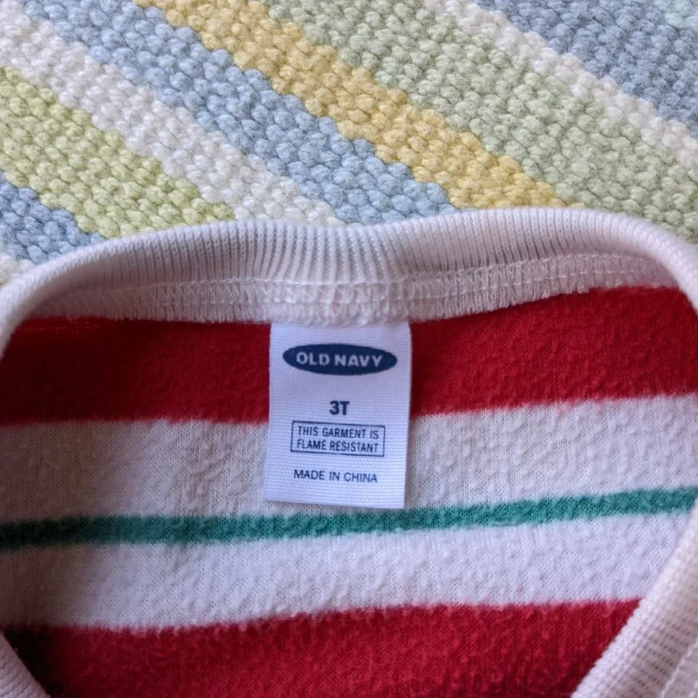 Old Navy striped fleece holiday footie pajamas PJs 3T